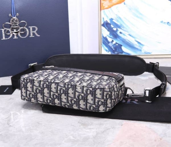 Safari Messenger Bag Beige and Black Dior Oblique Jacquard - 4