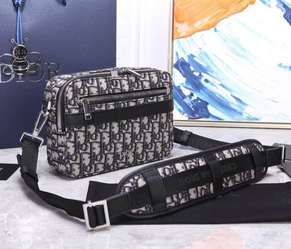Safari Messenger Bag Beige and Black Dior Oblique Jacquard - 3