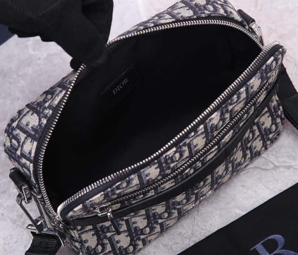 Safari Messenger Bag Beige and Black Dior Oblique Jacquard - 6