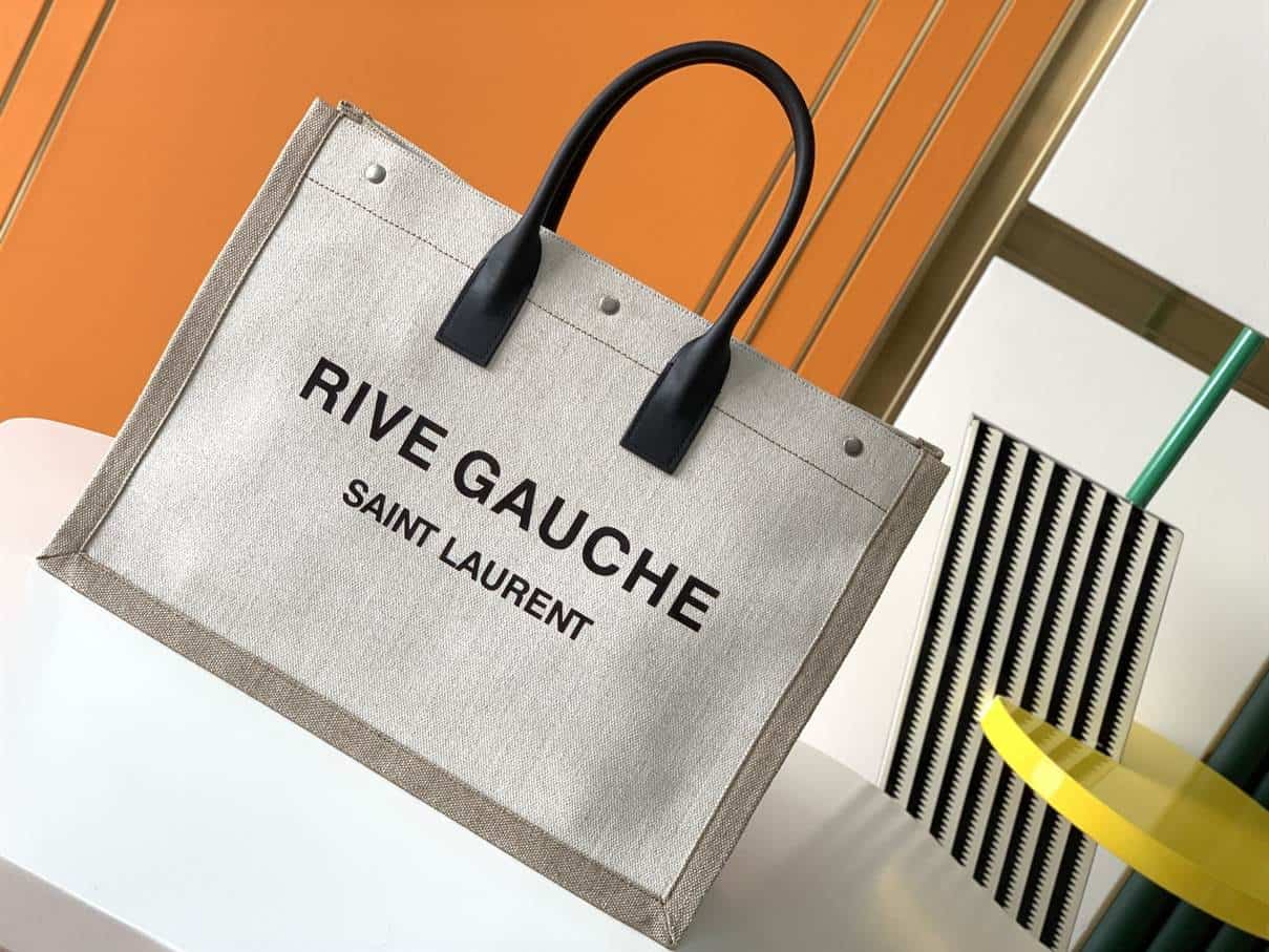 Rive Gauche Tote Bag In Linen And Leather - YPS16 - 2