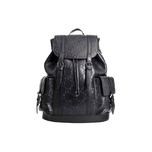 Gg Embossed Backpack In Black Leather GBP014 - 1