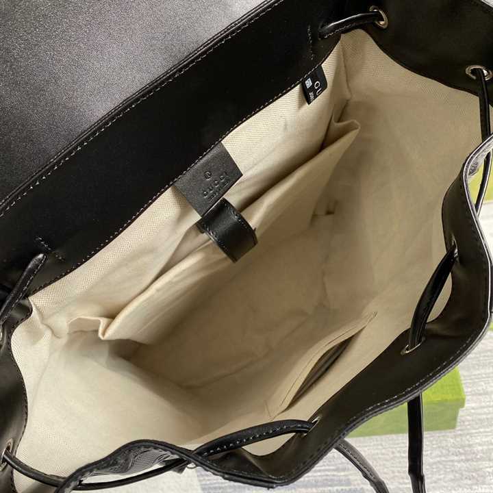 Gg Embossed Backpack In Black Leather GBP014 - 5