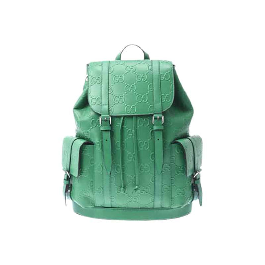 Gg Embossed Backpack In Green Leather GBP015 - 1