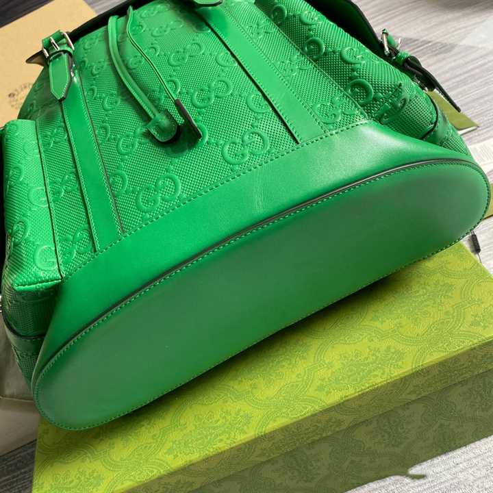 Gg Embossed Backpack In Green Leather GBP015 - 5