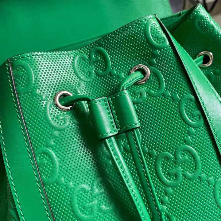 Gg Embossed Backpack In Green Leather GBP015 - 7