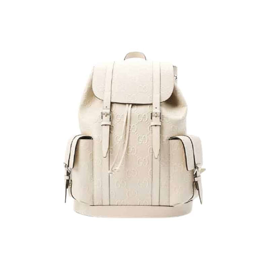 Gg Embossed Backpack In White Leather GBP013 - 1