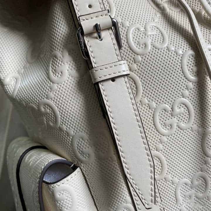 Gg Embossed Backpack In White Leather GBP013 - 5
