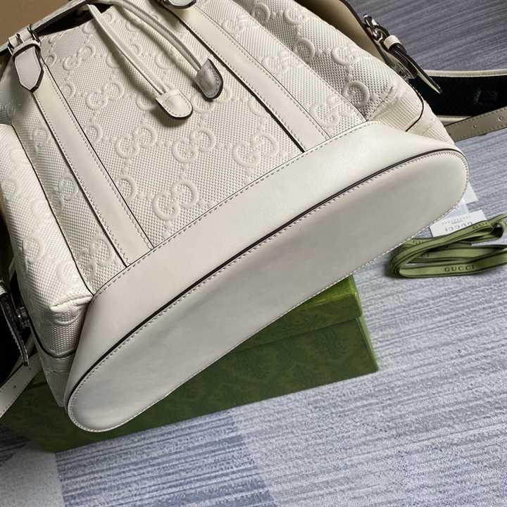 Gg Embossed Backpack In White Leather GBP013 - 10