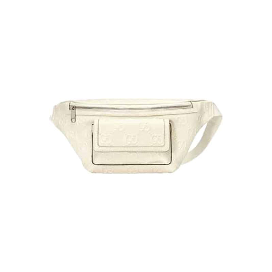 Gg Embossed Belt Bag In White Gg Embossed Leather GBB018 - 1