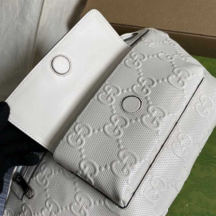 Gg Embossed Belt Bag In White Gg Embossed Leather GBB018 - 4