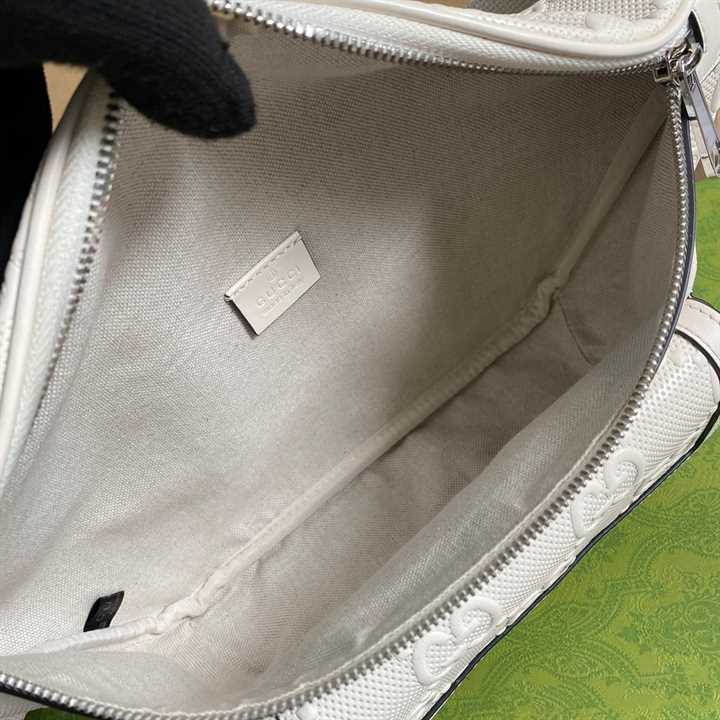 Gg Embossed Belt Bag In White Gg Embossed Leather GBB018 - 5