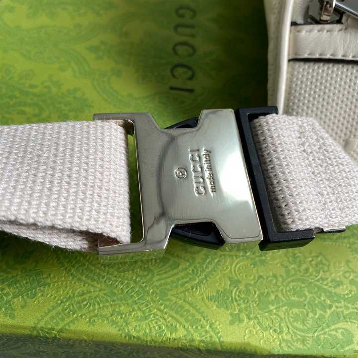 Gg Embossed Belt Bag In White Gg Embossed Leather GBB018 - 6