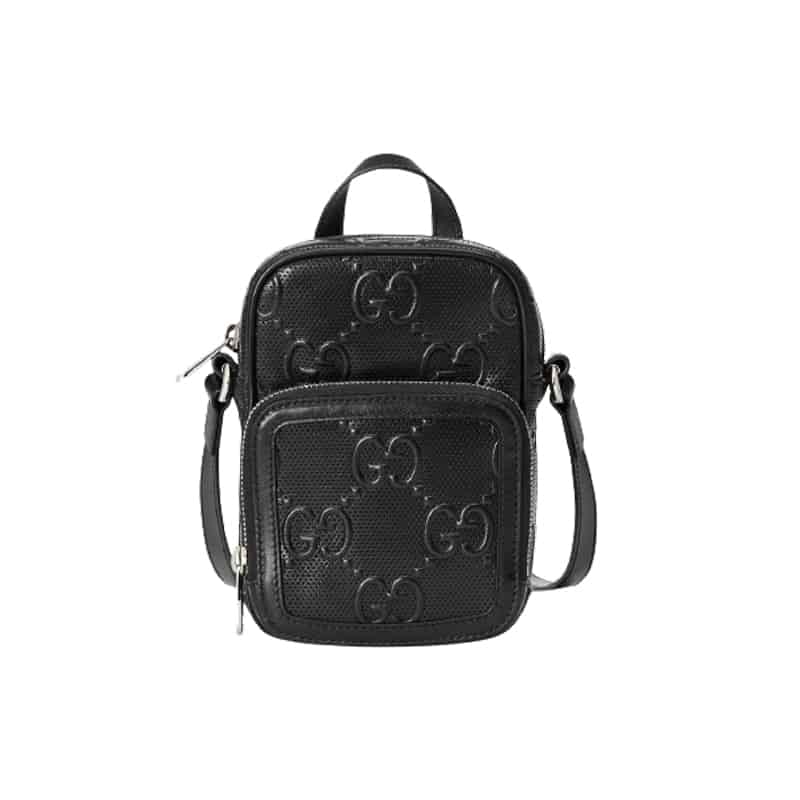 Gg Embossed Mini Bag In Black Leather GMB017 - 1