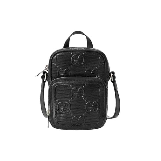 Gg Embossed Mini Bag In Black Leather GMB017 - 1
