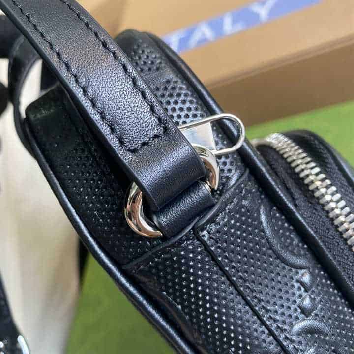 Gg Embossed Mini Bag In Black Leather GMB017 - 4