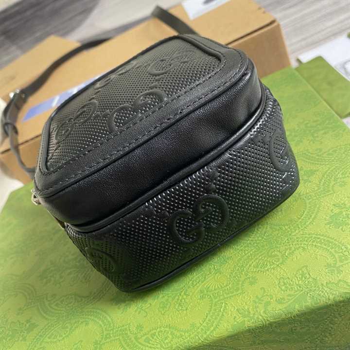 Gg Embossed Mini Bag In Black Leather GMB017 - 6