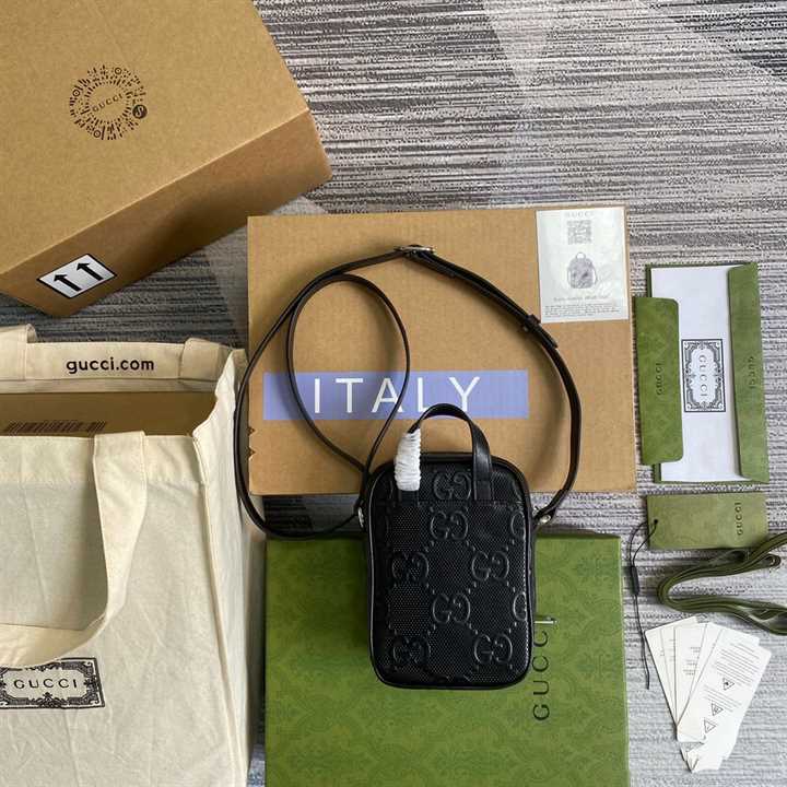 Gg Embossed Mini Bag In Black Leather GMB017 - 3