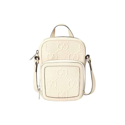 Gg Embossed Mini Bag In White Leather GMB016 - 1