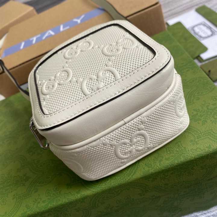 Gg Embossed Mini Bag In White Leather GMB016 - 5