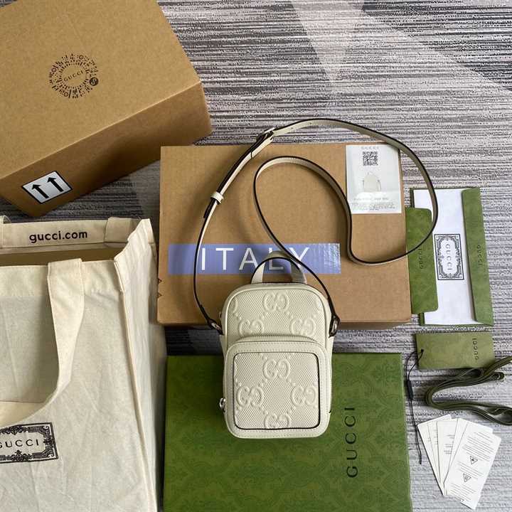 Gg Embossed Mini Bag In White Leather GMB016 - 2
