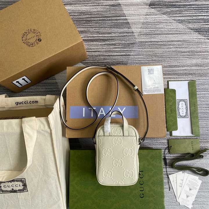 Gg Embossed Mini Bag In White Leather GMB016 - 3