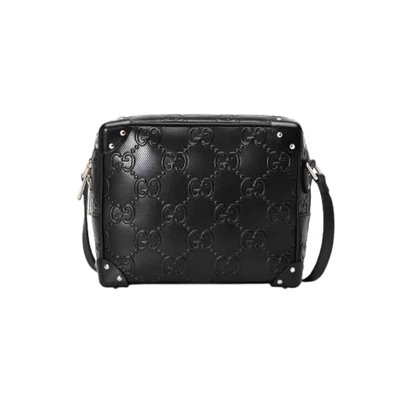Gg Embossed Shoulder Bag In Black Leather GMB011 - 1