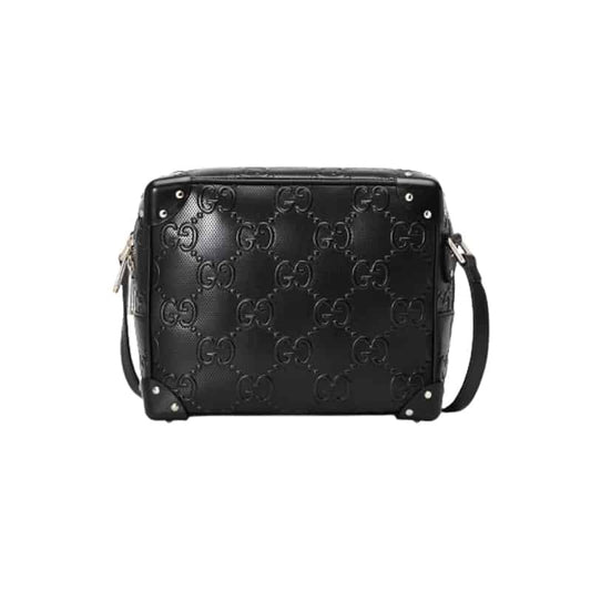 Gg Embossed Shoulder Bag In Black Leather GMB011 - 1