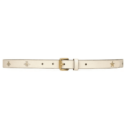 Gucci Belt With Bees And Stars Print In Leather - BPR004 - 1