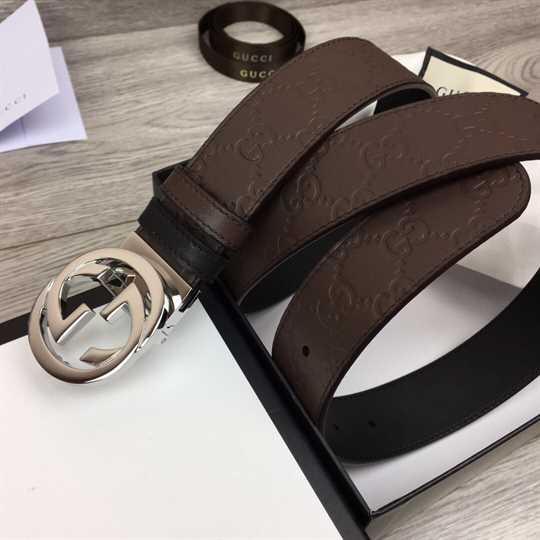 Gucci Guccissima Leather Interlocking GG Buckle Belt - BPR008 - 6