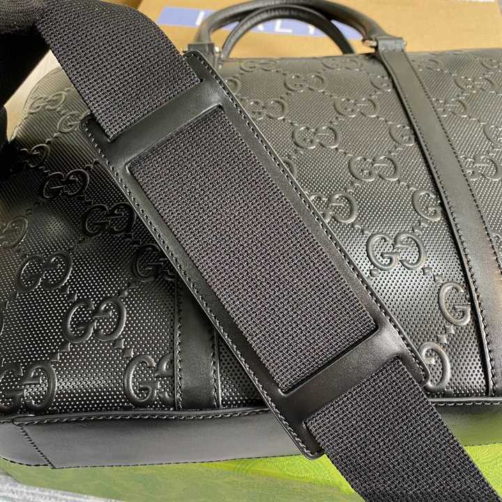 Gucci GG Embossed Briefcase Black Leather Cotton Linen Lining - GBC005 - 8