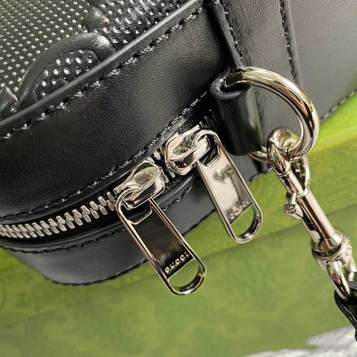 Gucci GG Embossed Briefcase Black Leather Cotton Linen Lining - GBC005 - 9