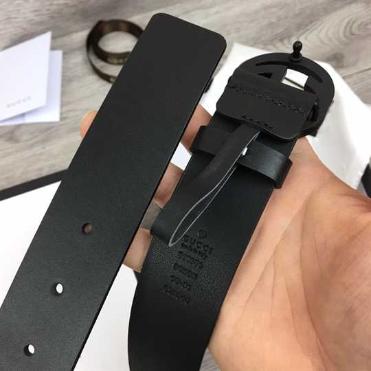 Gucci Matte Black Interlocking G Belt Leather - BPR001 - 5