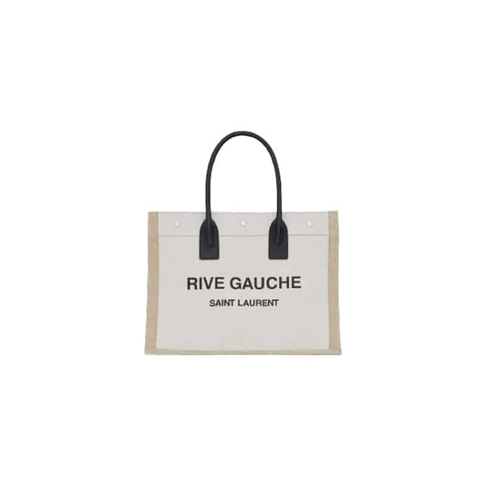 Rive Gauche Tote Bag In Linen And Leather - YPS16 - 1