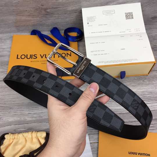 Louis Vuitton Pont Neuf Belt Damier Graphite 35MM Black Grey- LBP004 - 3