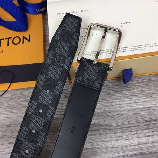 Louis Vuitton Pont Neuf Belt Damier Graphite 35MM Black Grey- LBP004 - 4