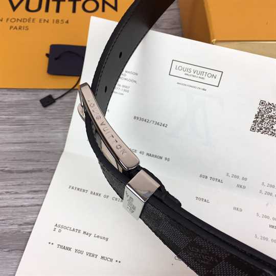 Louis Vuitton Pont Neuf Belt Damier Graphite 35MM Black Grey- LBP004 - 5