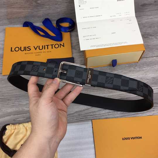Louis Vuitton Pont Neuf Belt Damier Graphite 35MM Black Grey- LBP004 - 6