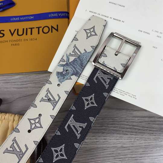 Louis Vuitton White/blue Monogram Savane Canvas Chapman Brothers Reverso Belt - LBP010 - 4