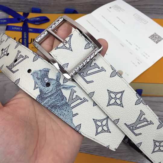 Louis Vuitton White/blue Monogram Savane Canvas Chapman Brothers Reverso Belt - LBP010 - 3