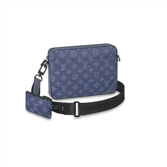Louis Vuitton Duo Messenger Bag Navy Blue Monogram Shadow Cowhide Leather - MB01 - 1