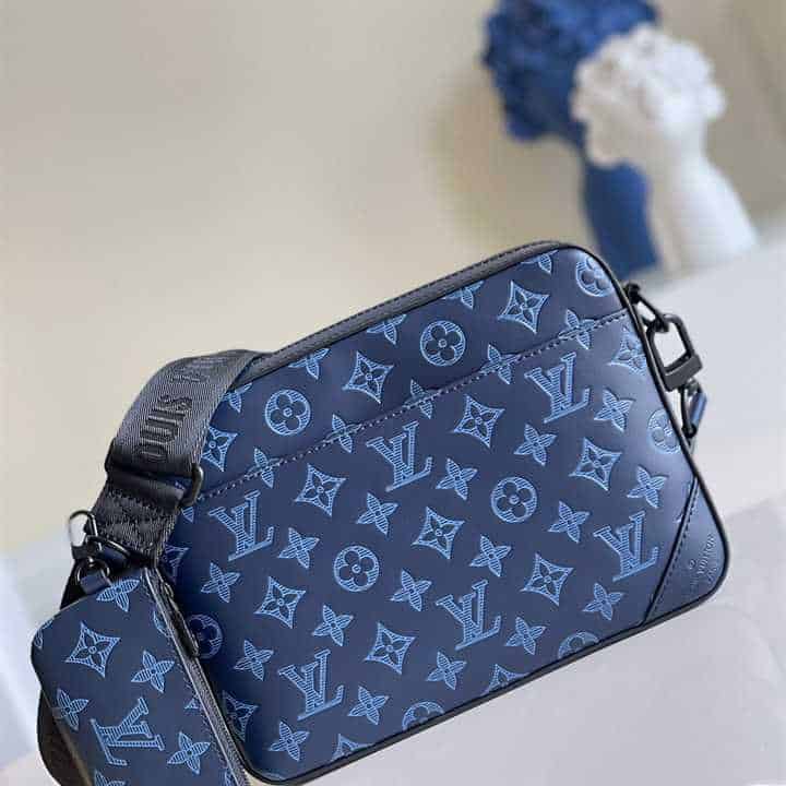 Louis Vuitton Duo Messenger Bag Navy Blue Monogram Shadow Cowhide Leather - MB01 - 3