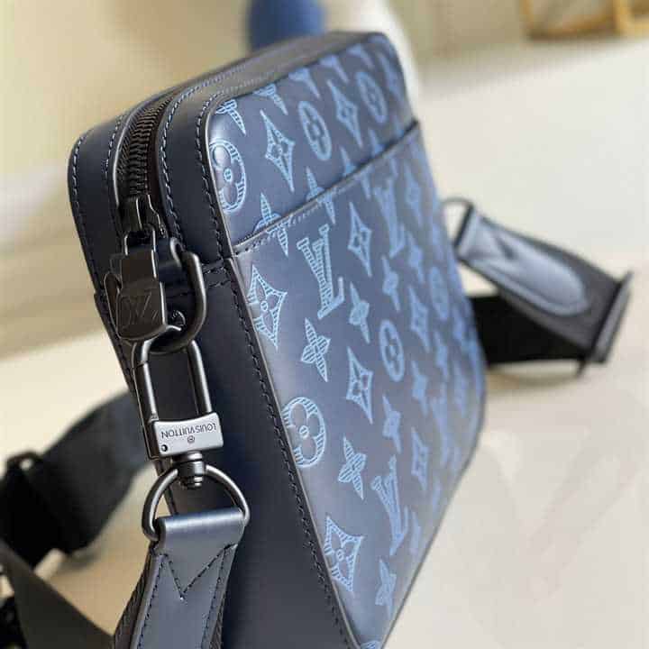 Louis Vuitton Duo Messenger Bag Navy Blue Monogram Shadow Cowhide Leather - MB01 - 4