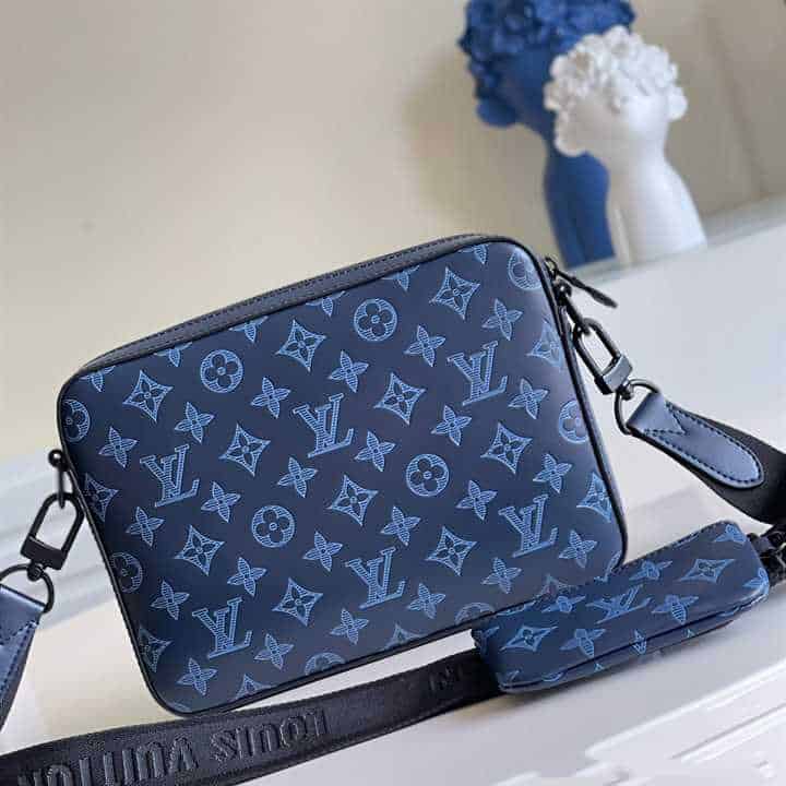 Louis Vuitton Duo Messenger Bag Navy Blue Monogram Shadow Cowhide Leather - MB01 - 2
