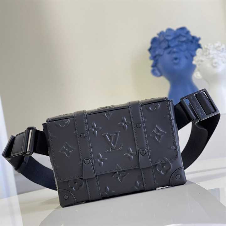 Louis Vuitton Trunk Slingbag Black Monogram Seal Cowhide Leather - LBB08 - 2