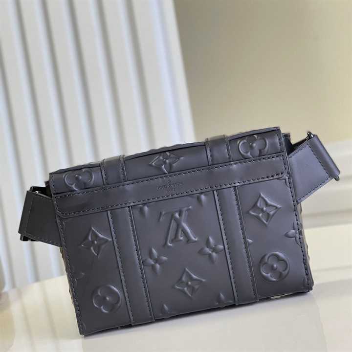 Louis Vuitton Trunk Slingbag Black Monogram Seal Cowhide Leather - LBB08 - 3