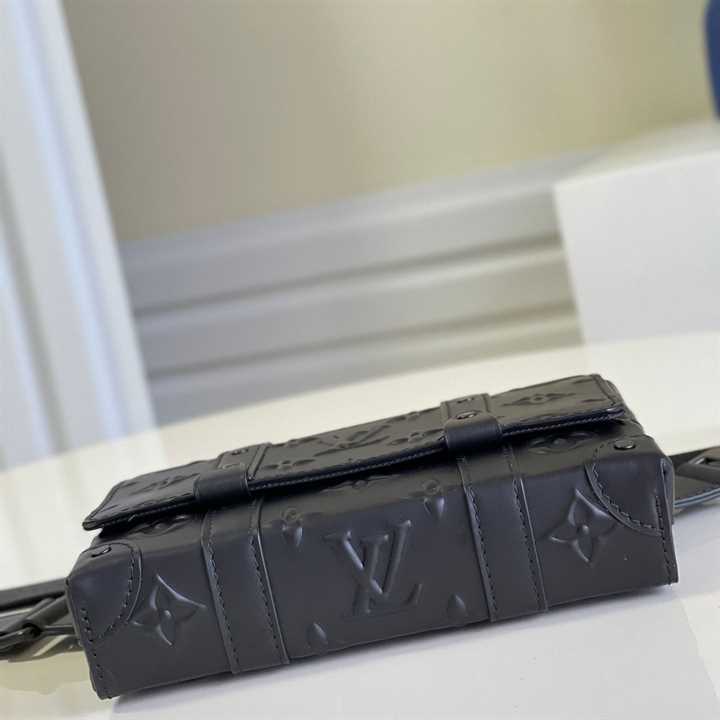 Louis Vuitton Trunk Slingbag Black Monogram Seal Cowhide Leather - LBB08 - 8